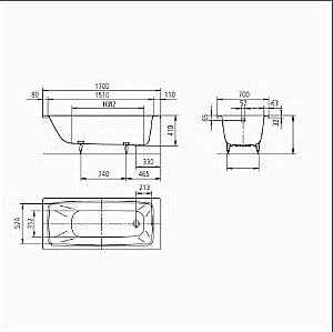 Ванна стальная Kaldewei Cayono 749 170х70 274900010001 белый купить в интернет-магазине Sanbest