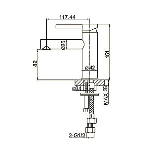Смеситель для раковины Caprigo Don 53-020-CRM хром купить в интернет-магазине сантехники Sanbest