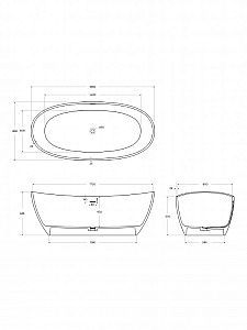 Ванна из искусственного камня BelBagno BB-UNIQUE-180-85-64-SSB белая матовая купить в интернет-магазине Sanbest