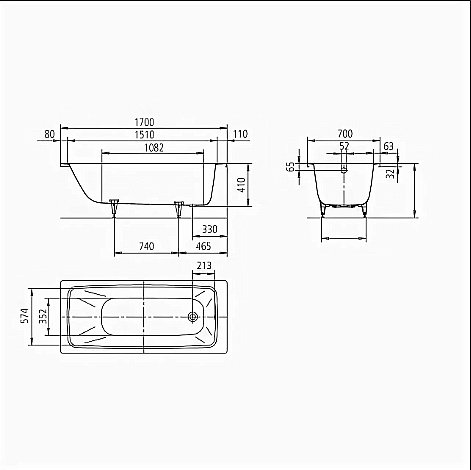 Ванна стальная Kaldewei Cayono 749 170х70 274900010001 белый купить в интернет-магазине Sanbest