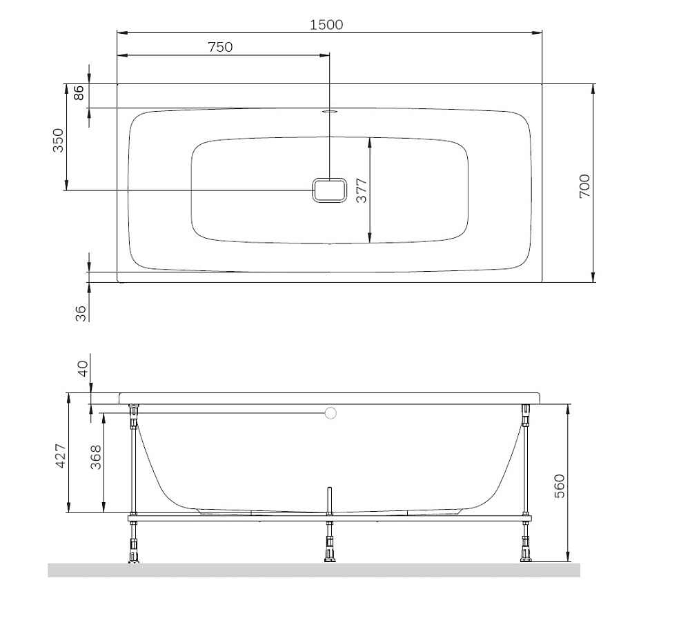 Ванна акриловая AM.PM Func W84A-150-070W-A 150x70 купить в интернет-магазине Sanbest