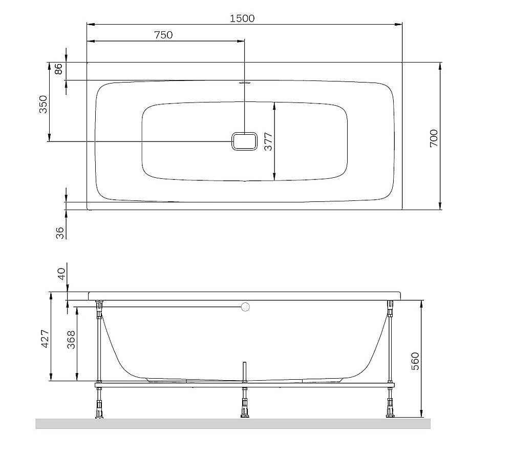 Ванна акриловая AM.PM Func W84A-150-070W-A 150x70 купить в интернет-магазине Sanbest
