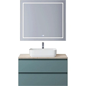 Тумба с раковиной и столещницей BelBagno 90 KRAFT-900-2C-SO-AO+KEP-90-MCO голубая матовая для ванной в интернет-магазине Sanbest