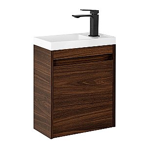 Тумба с раковиной Art&Max Family-M-400-1D-SO-BO/AM-LAV-400-MR-Mini Дуб бурбон для ванной в интернет-магазине Sanbest