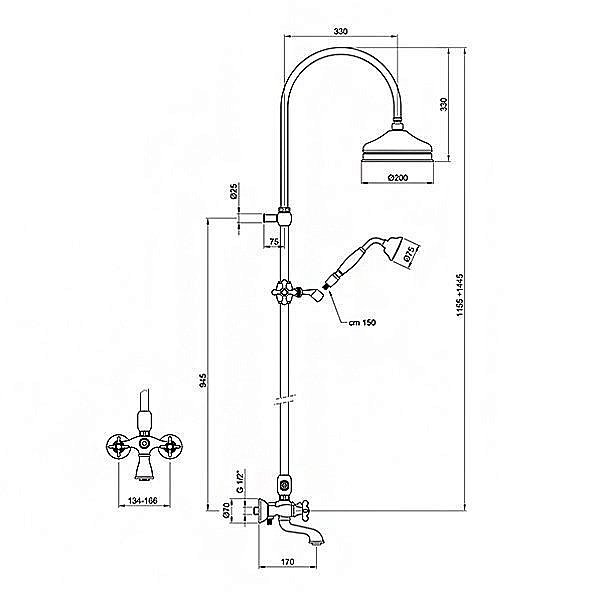 Душевая система Webert Ottocento OT721208065 бронза купить в интернет-магазине сантехники Sanbest