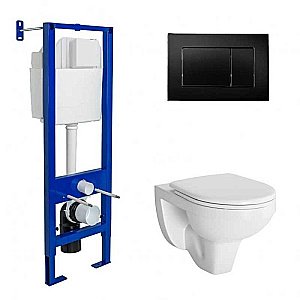 Унитаз подвесной Berges GAMMA 42431с инсталляцией, белый/кнопка черная Soft Touch купить в интернет-магазине Sanbest