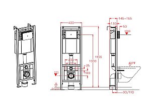 Инсталляция для унитаза D&K DI8640116 кнопка белая купить в интернет-магазине сантехники Sanbest