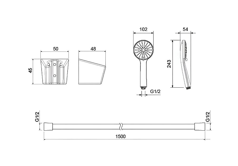 Душевой гарнитур Aquatek Бетта AQ2032BGM оружейная сталь купить в интернет-магазине сантехники Sanbest
