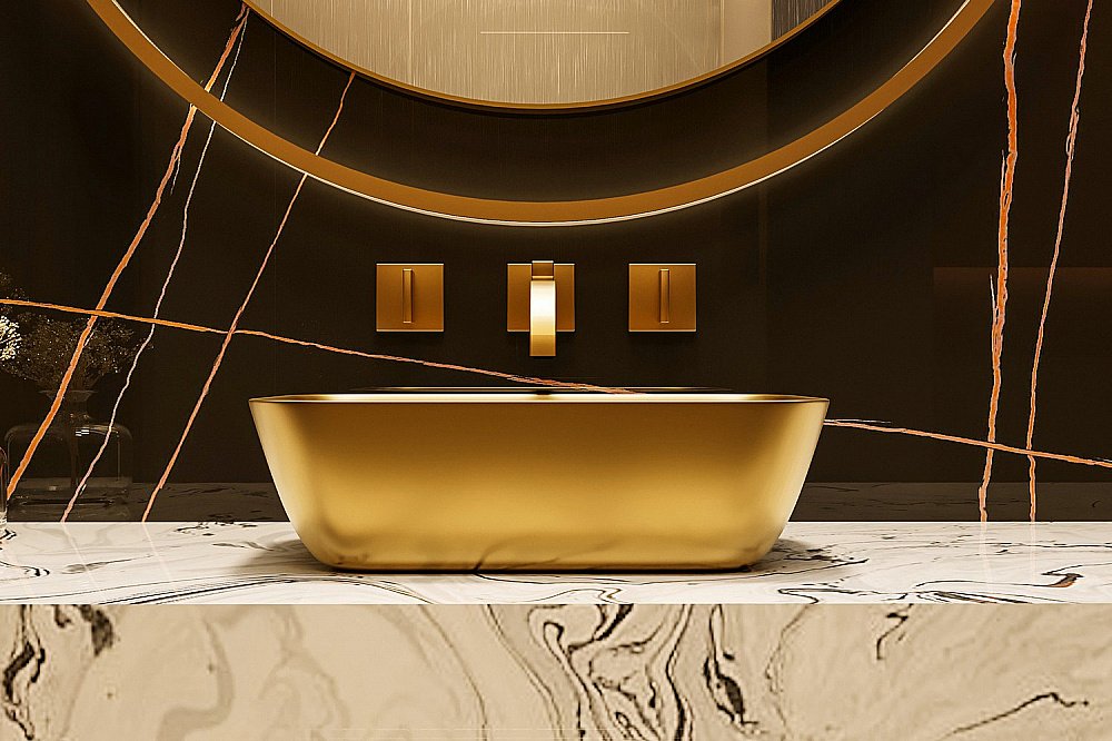 Раковина накладная ABBER Rechteck AC2200MMG золото матовое купить в интернет-магазине Sanbest