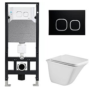 Унитаз с инсталляцией WeltWasser AMBERG 506 + ROTBACH 004 GL-WT + AMBERG RD-BL купить в интернет-магазине Sanbest