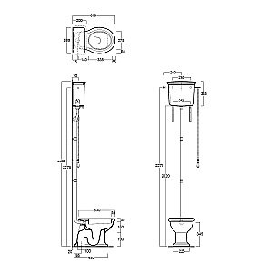 Унитаз SIMAS Lante LA01 с высоким бачком, белый/золото купить в интернет-магазине Sanbest