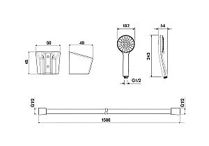 Душевой гарнитур Aquatek Бетта AQ2032BGM оружейная сталь купить в интернет-магазине сантехники Sanbest