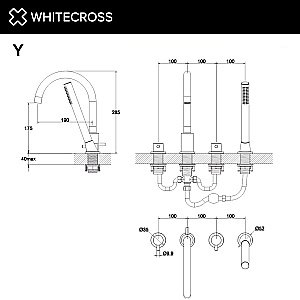 Смеситель для ванны WhiteCross Y Y1232GLB матовое золото купить в интернет-магазине сантехники Sanbest