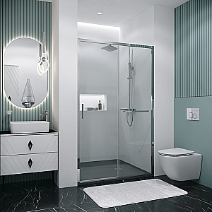 Душевая дверь Grossman Style 130 100.K33.05.130.10.00 стекло прозрачное/профиль хром купить в интернет-магазине Sanbest