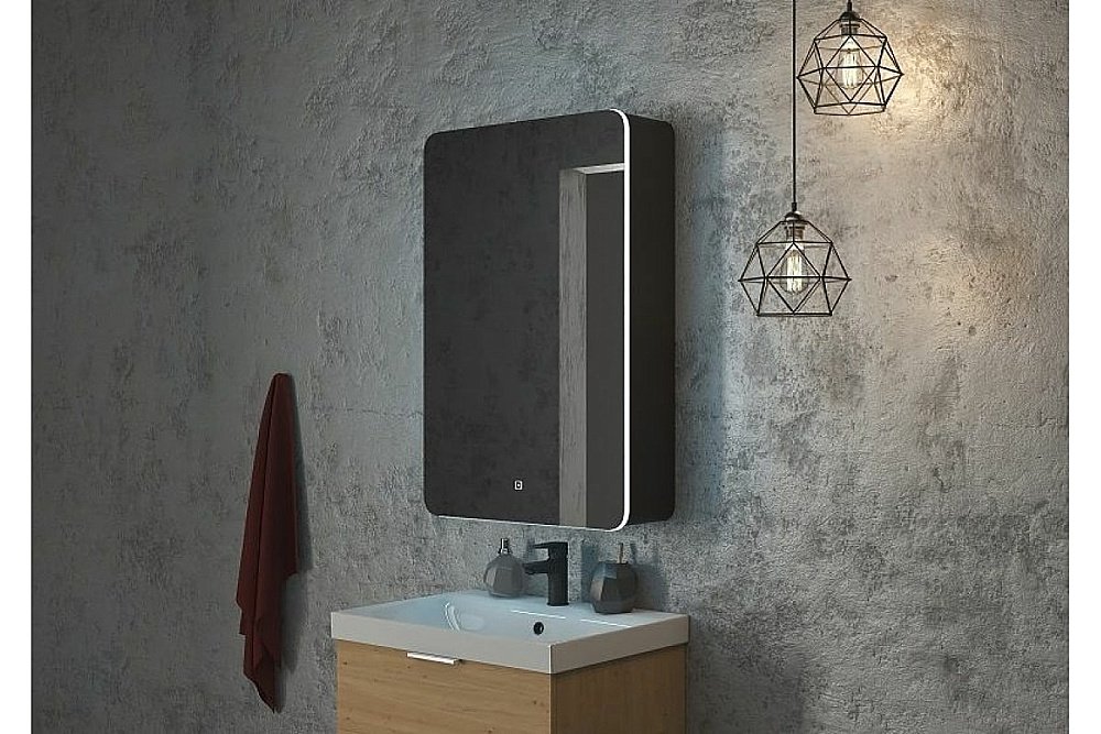 Зеркальный шкаф ART&MAX Lecce 56 черный купить в интернет-магазине сантехники Sanbest