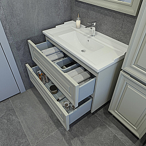 Тумба с раковиной Caprigo Ponza-A 90 два ящика, серая для ванной в интернет-магазине Sanbest