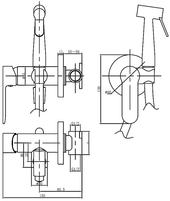 Гигиенический душ Aquanet Passion AF300-52С купить в интернет-магазине сантехники Sanbest