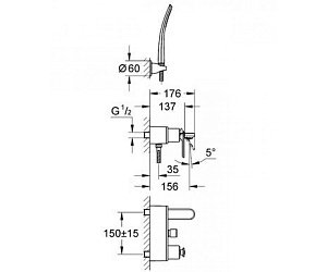 Смеситель для ванны и душа Grohe Veris 32196000 купить в интернет-магазине сантехники Sanbest