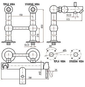 Смеситель для ванны с душем RAV-Slezak SEINA SE950.5/2 купить в интернет-магазине сантехники Sanbest