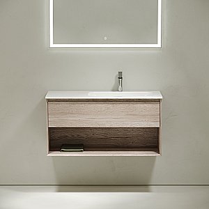 Тумба с раковиной Sancos Marmi 1.0 MR1.0100REG дуб галифакс натуральный для ванной в интернет-магазине Sanbest