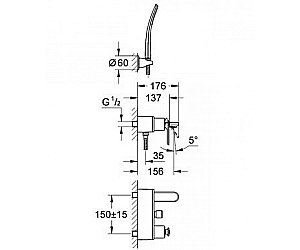 Смеситель для ванны и душа Grohe Veris 32196000 купить в интернет-магазине сантехники Sanbest