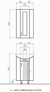 Тумба с раковиной Style Line Эко Стандарт Веер угловая для ванной в интернет-магазине Sanbest