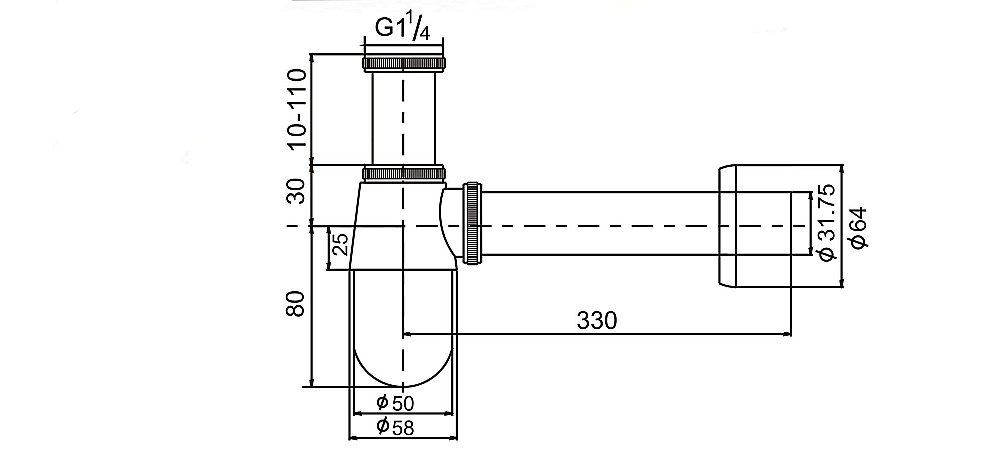 Сифон для раковины D&K DC9071 хром купить в интернет-магазине сантехники Sanbest
