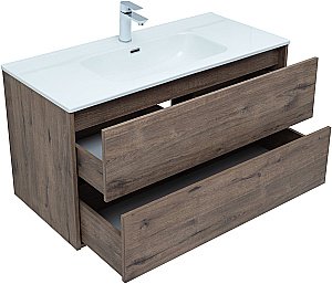 Тумба с раковиной Aquanet Lino 287545 100 (Flat) дуб веллингтон для ванной в интернет-магазине Sanbest