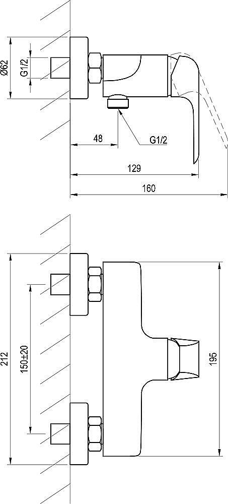 Смеситель для душа Ravak Flat X070177 черный матовый купить в интернет-магазине сантехники Sanbest