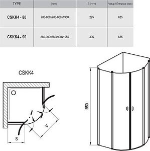 Душевой уголок Ravak Chrome CSKK4 80х80 профиль блестящий/стекло прозрачное купить в интернет-магазине Sanbest