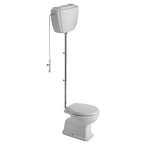 Унитаз напольный GLOBO Paestum PA002.BI с высоким бачком PA010.BI белый/золото купить в интернет-магазине Sanbest