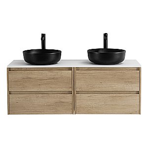 Тумба с раковинами и столешницей BelBagno KRAFT 140 Rovere Nebrasca Nature для ванной в интернет-магазине Sanbest
