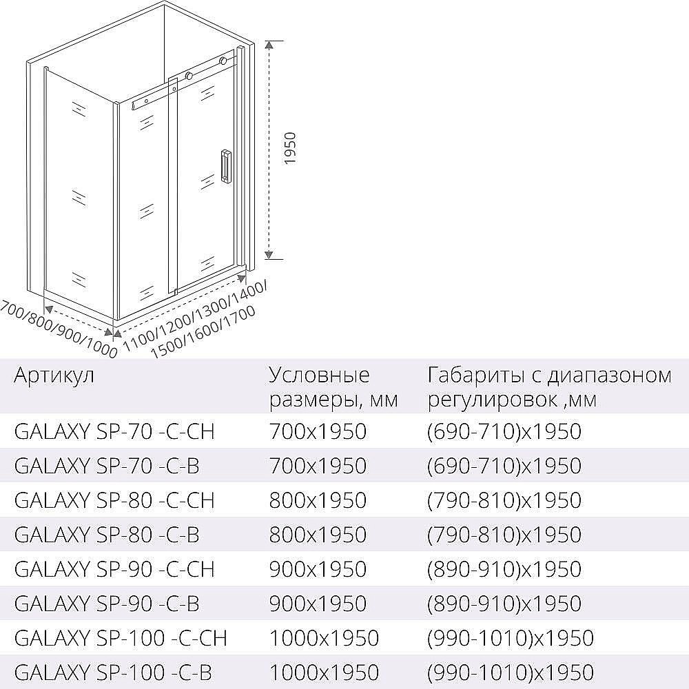 Душевой уголок Good door GALAXY WTW+SP 120x80 купить в интернет-магазине Sanbest