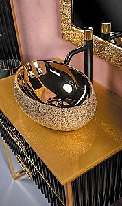 Тумба с раковиной Armadi Art Monaco 100 со столешницей черный с золотом для ванной в интернет-магазине Sanbest