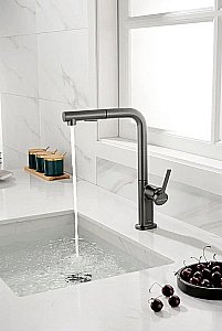 Смеситель для кухни Paulmark Neo Ne214419-GM вороненая сталь купить в интернет-магазине сантехники Sanbest