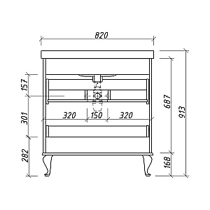 Тумба с раковиной Caprigo Valletta 80 два ящика, бланж для ванной в интернет-магазине Sanbest