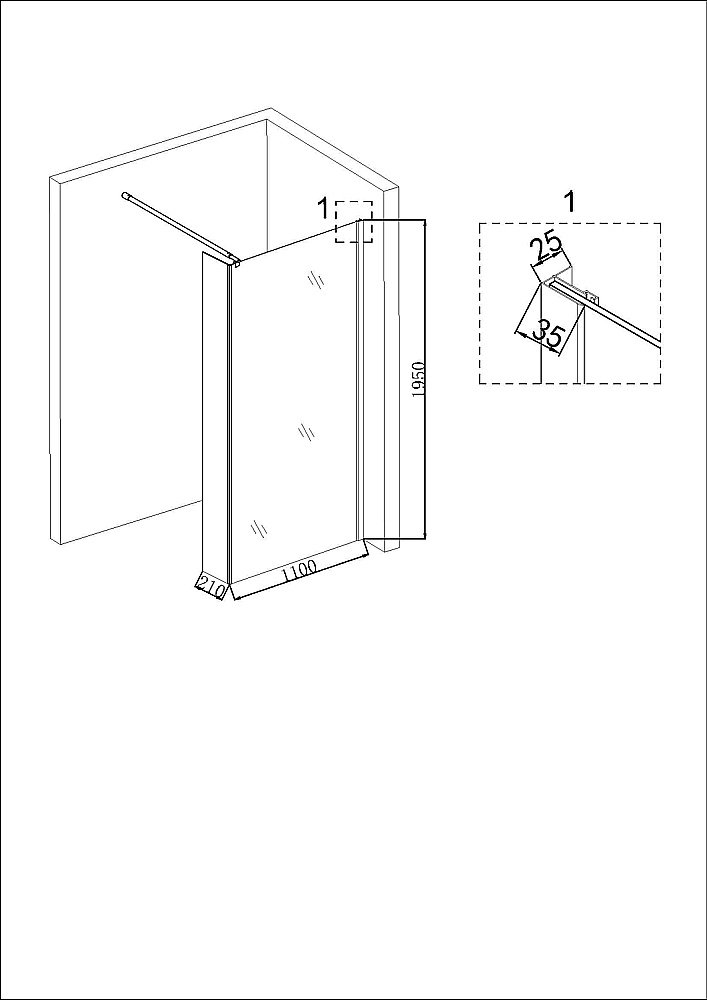 Душевое ограждение Niagara NG-664-11, универсальное, прозрачное, 110x195 см купить в интернет-магазине Sanbest