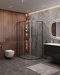 Душевой уголок Cezares Molveno 90x120 RH-2-120/90-C-GM-IV стекло прозрачное/профиль матовая оружейная сталь купить в интернет-магазине Sanbest