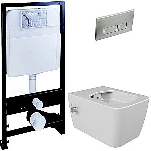 Унитаз Boheme Zen 967-2-WM, безободковый, с инсталяцией, с функцией биде, белый матовый, кнопка 664 никель купить в интернет-магазине Sanbest