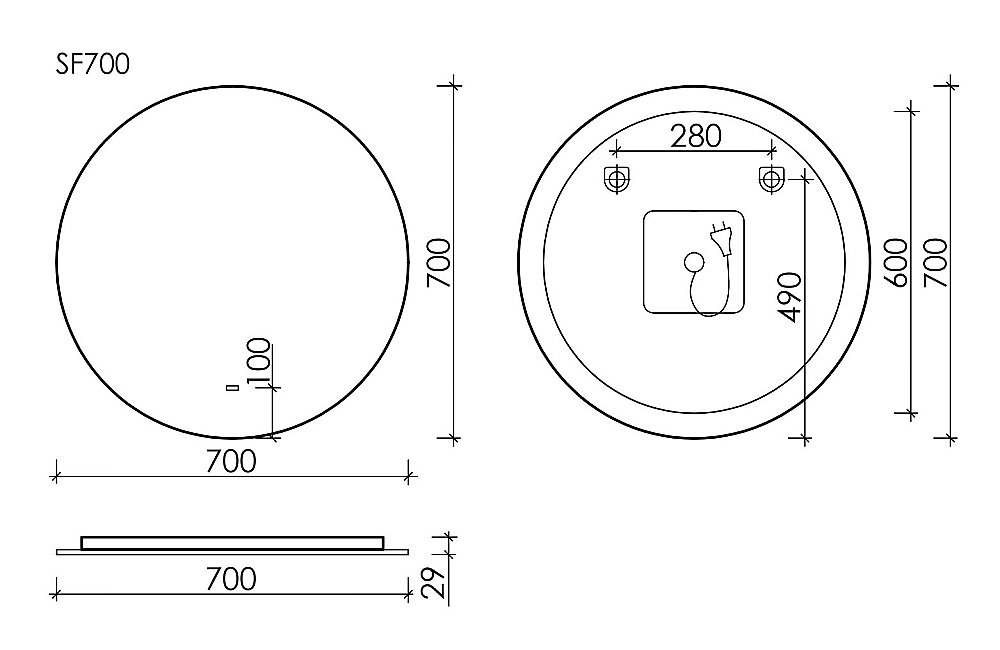 Зеркало Sancos Sfera 70 SF700 черное в ванную от интернет-магазине сантехники Sanbest