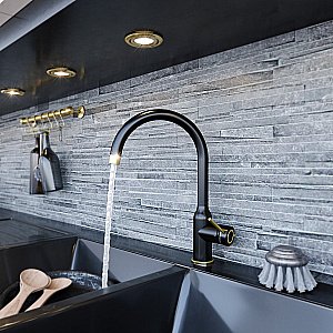 Смеситель для кухни Elghansa 56B2013-BlackBrass черный/золото купить в интернет-магазине сантехники Sanbest