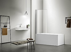 Шторка для ванны Aquatek Дельта 80х150 AQ DEL SBA 08015CH стекло прозрачное/профиль хром купить в интернет-магазине Sanbest