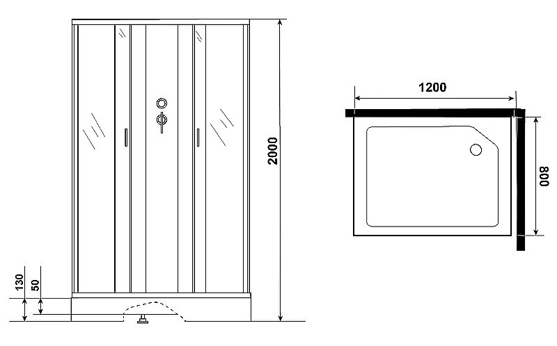 Душевая кабина Niagara Classic NG-43285-14QBK 120x80 купить в интернет-магазине Sanbest