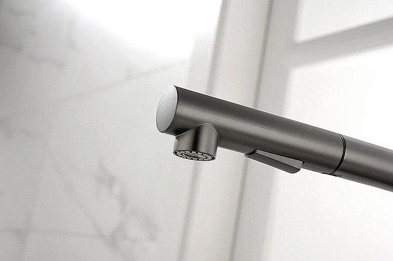 Смеситель для кухни Paulmark Neo Ne214419-GM вороненая сталь купить в интернет-магазине сантехники Sanbest