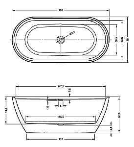 Акриловая ванна Riho Inspire 160x75 B091001105 белая матовая купить в интернет-магазине Sanbest