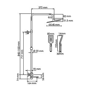 Душевая система WasserKraft Aisch 5500 SET2672 Thermo золото матовое купить в интернет-магазине сантехники Sanbest