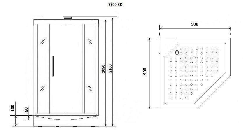 Душевая кабина Niagara Luxe NG-7799GBK 90x90 золото купить в интернет-магазине Sanbest
