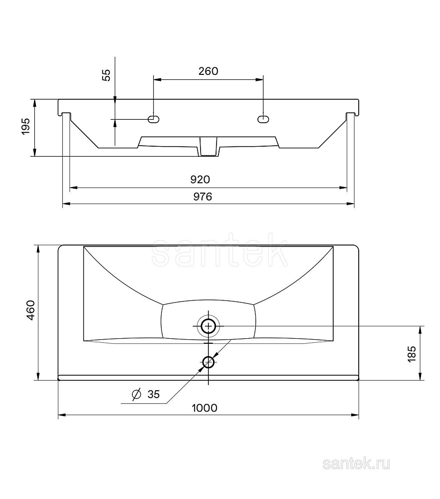 Раковина мебельная Santek Миранда 100 1.WH30.2.249 белая купить в интернет-магазине Sanbest