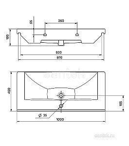 Раковина мебельная Santek Миранда 100 1.WH30.2.249 белая купить в интернет-магазине Sanbest