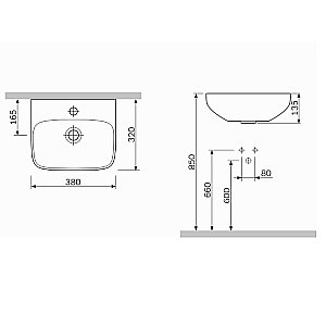 Раковина подвесная AM.PM Inspire 38 C504811WH белая купить в интернет-магазине Sanbest